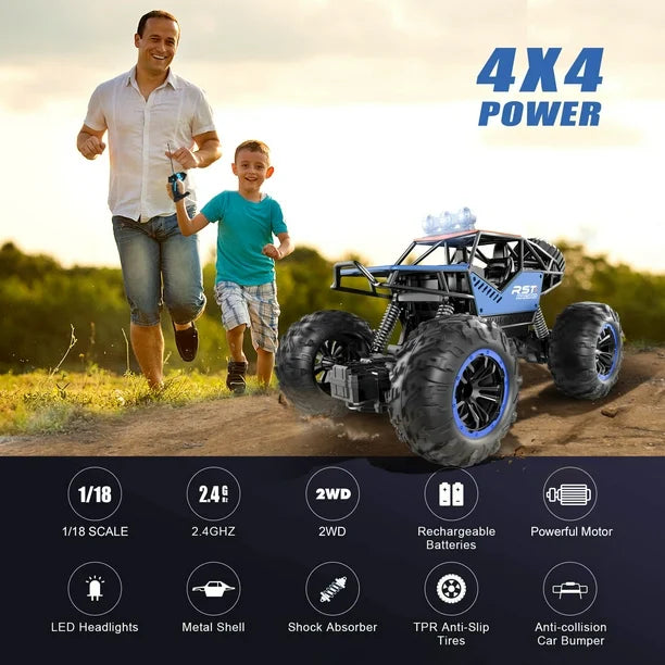 Rover Remote Control Cars 1:18, All Terrain Metal Shell 4X4 Off-Road Vehicle Monster Truck.